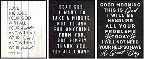 Posterizer 3 pcs-Religious Rustic Art with Inspiring Quotes-Religious Posters-Gifts for Christians-Decor for Church, Sunday School Classroom- unfr...